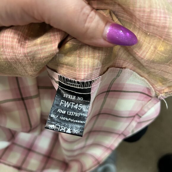 POL Pink & Taupe Mixed Plaid Button Down – Size L - Picture 3 of 7